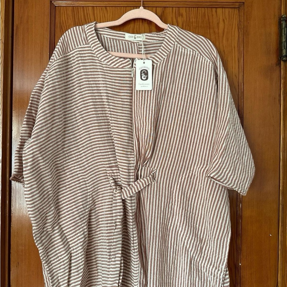 Odd Bird Ruya Dress Tunic Caftan Cotton Terracotta stripe, size medium - Picture 5 of 6